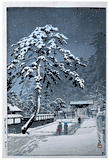 Honmonji Temple in Snow by Kawase Hasui