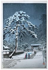 Honmonji Temple in Snow by Kawase Hasui