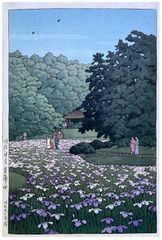 Iris Garden at Meiji Shrine by Kawase Hasui 1st Ed.