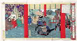 Kato Kiyomasa Received by the Court Triptych by Yoshitoshi