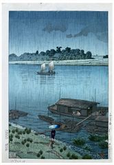 Arakawa River in May Rain by Kawase Hasui