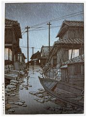 Evening Rain at Kawarago Kawase Hasui