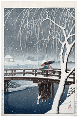 Evening Snow at Edogawa by Kawase Hasui 
