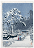 Honmonji Temple in Snow by Kawase Hasui 
