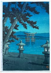 Moonlight at Miyajima by Kawase Hasui 