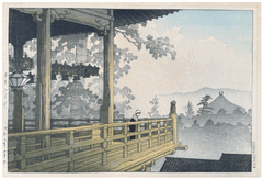 Nigatsudo Hall in Nara by Kawase Hasui 1st Ed.