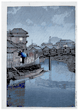 Rain at Shinagawa by Kawase Hasui