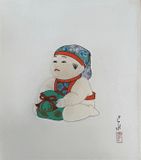 Seated Boy by Kawase Hasui