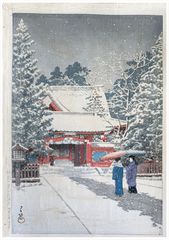 Snow at Hie Shrine by Kawase Hasui
