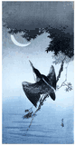 Kingfisher and Crescent Moon by Yoshimoto Gesso