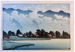Kisaki Lake in Shinshu by Kawase Hasui 6mm Seal