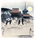 Kiyomizu Temple under Full Moon by Tokuriki Tomikichiro