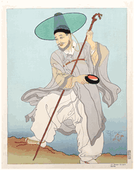 Le Bonze Errand Coree by Paul Jacoulet