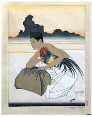 Les Deux Adversaires Coree Droite by Paul Jacoulet