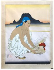 Les Deux Adversaires Coree Gauche by Paul Jacoulet