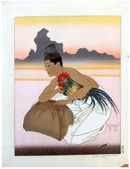 Les Deux Adversaires Droite Coree by Paul Jacoulet