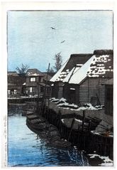 Lingering Snow in Urayasu by Kawase Hasui 