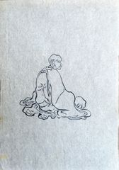Man Seated by Hokusai Hand Drawing 