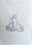 Man Seated by Hokusai Hand Drawing 