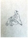 Man Seated by Hokusai Hand Drawing 