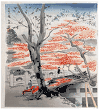 Maple Trees at the Hiyoshi Shrine by Tokuriki Tomikichiro