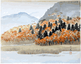 Misty Mountains in Fall by Yamamoto Hosui Hand Painting