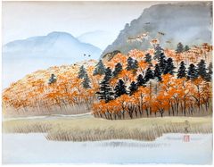 Misty Mountains in Fall by Yamamoto Hosui Hand Painting