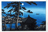 Moon over Izura by Kawase Hasui