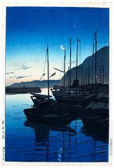 Morning at Beppu by Kawase Hasui "D" Seal