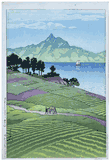 Mt Unzen From Amakusa by Kawase Hasui 1st Ed.