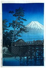 Mt Fuji and Kawai Bridge by Kawase Hasui I Seal 1st Ed.