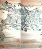 Nanking Park by Qing Wu Watercolor Diptych
