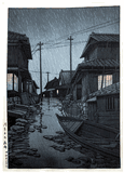 Night Rain at Kawarago by Kawase Hasui 1st Ed.