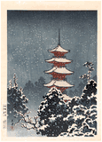 Nikko Pagoda in Snow by Tsuchiya Koitsu 1st Ed.