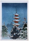 Nikko Pagoda in Snow by Tsuchiya Koitsu 1st Ed.
