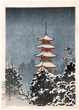 Nikko Pagoda in Snow by Tsuchiya Koitsu 1st Ed.