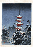 Nikko Pagoda in Snow by Tsuchiya Koitsu