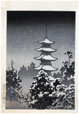 Nikko Pagoda in Snow by Tsuchiya Koitsu B&W Ed.