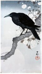 Crow at Full Moon by Ohara Koson