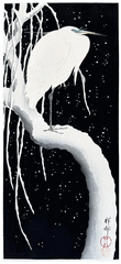 Egret on a Snowy Branch by Ohara Koson