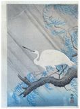 Egret on a Willow Branch by Ohara Koson