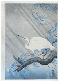 Egret on a Willow Branch by Ohara Koson