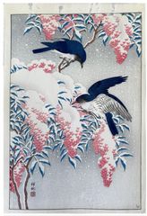 Flycatchers in Snow by Ohara Koson