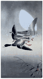 Two Mallards and Moon by Ohara Koson 