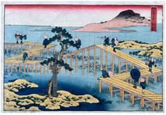 Old View of the Eight-part Bridge by Katsushika Hokusai