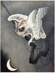 Owl and Moon by Ohara Koson