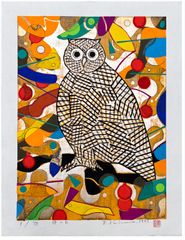 Owl and Red Berries by Yoshiharu Kimura