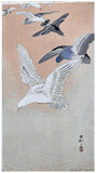 Pigeons in Flight by Ohara Koson
