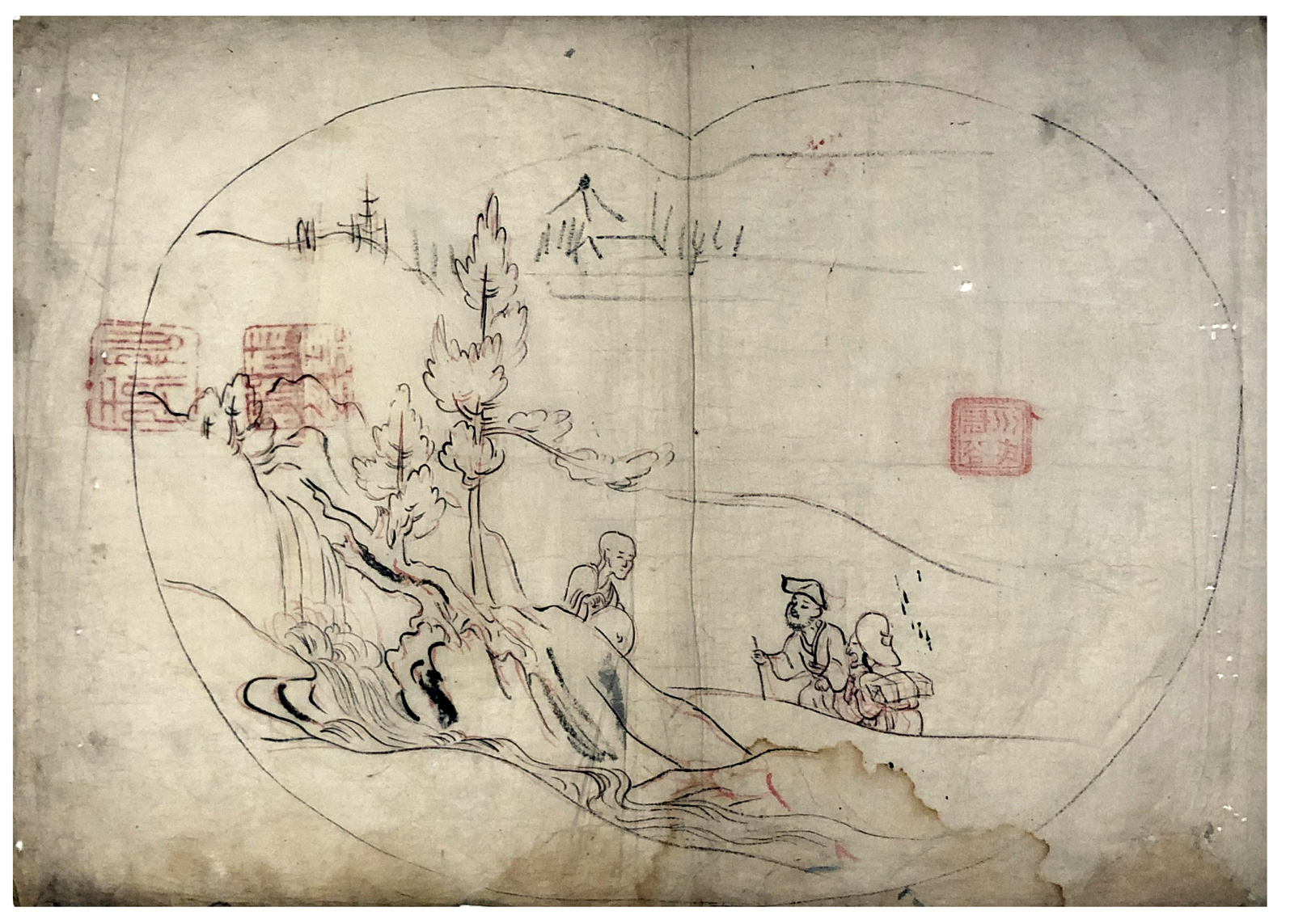 Preparatory Drawing Unidentified Artist Woodblock Print Woodblock