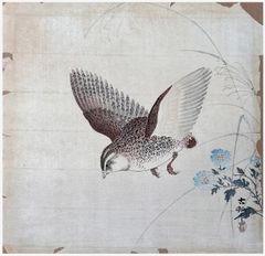 Quail in Flight by Ohara Koson